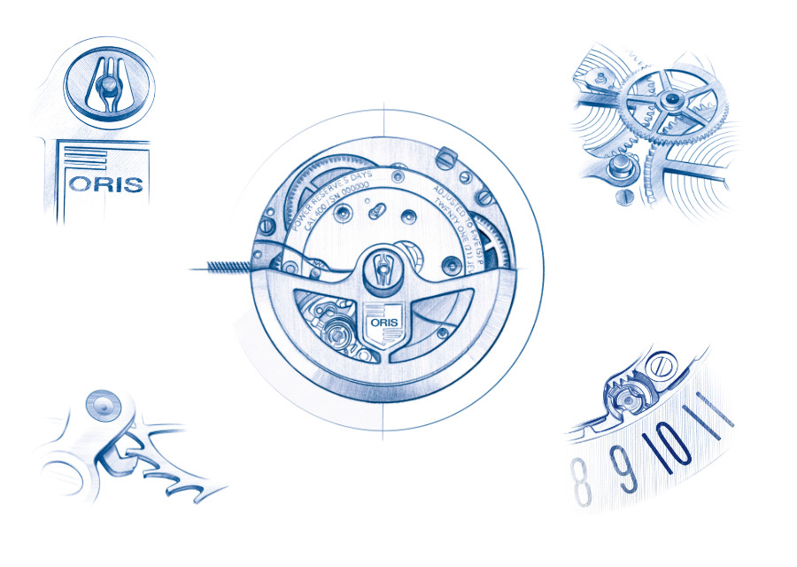 croquis du calibre 400 d'Oris