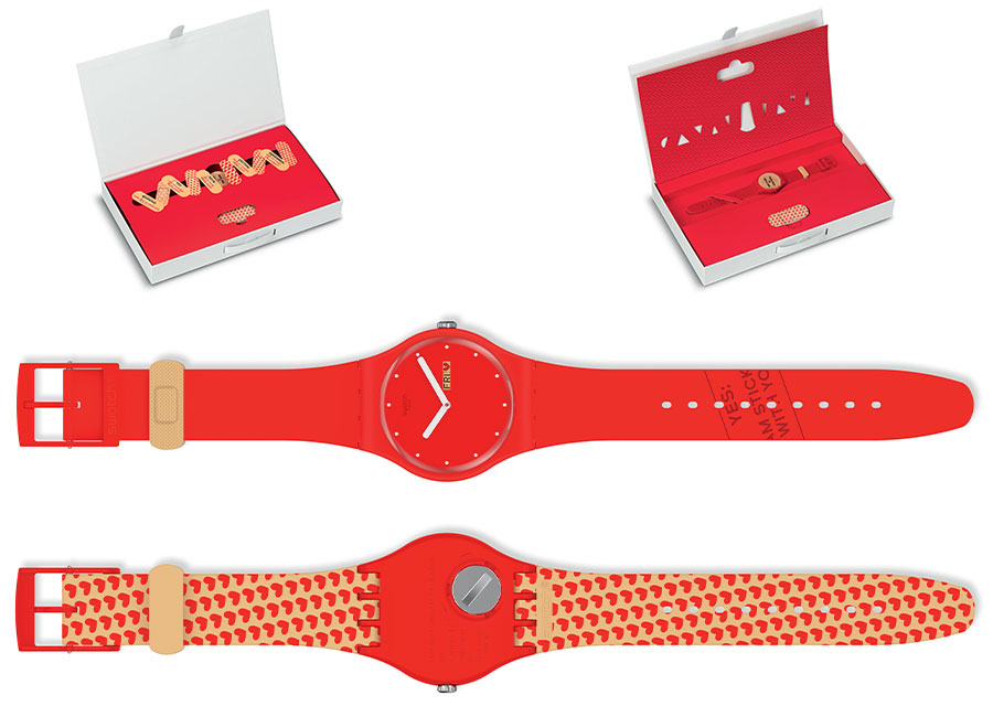 La Swatch Saint-Valentin 2021 - P(E/A)NSE-MOI - et le packaging en trousse de secours