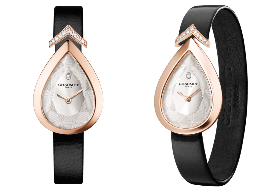 La montre Joséphine Aigrette de Chaumet en or rose et cadran blanc soleillé