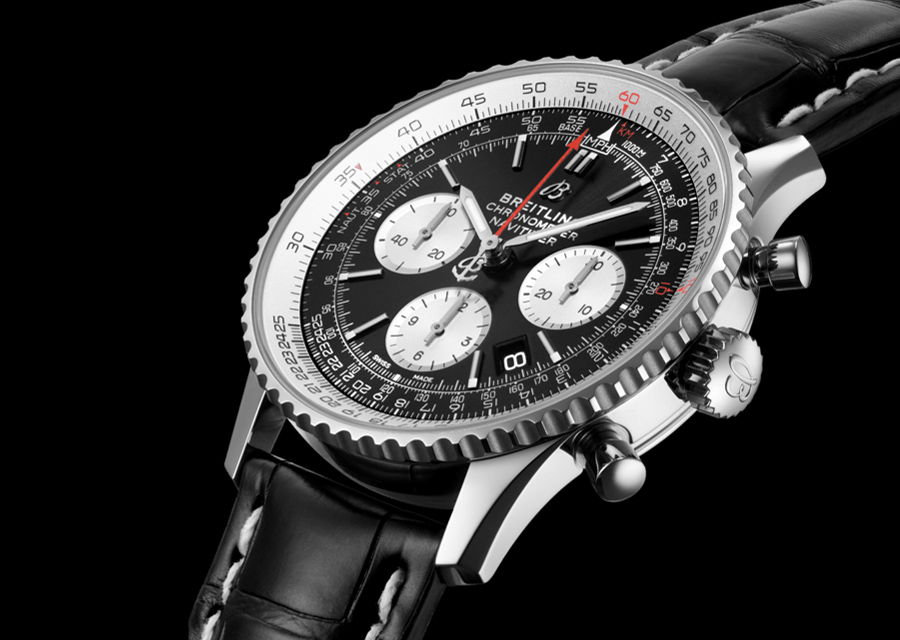 Comme le modèle originel de Breitling en 1952, cette version Navitimer B01 Chronograph 46 possède une règle à calcul circulaire