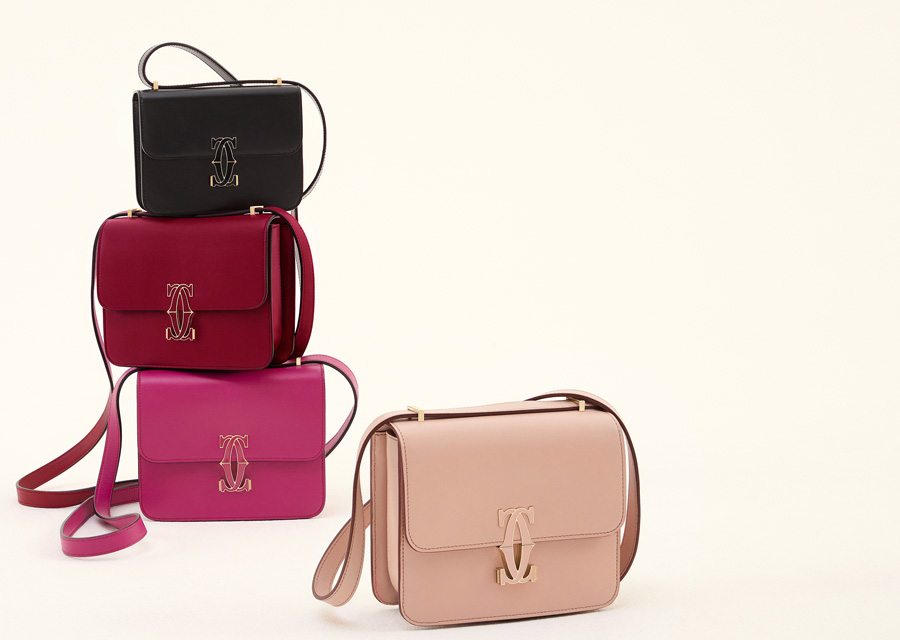 Les quatre coloris disponibles du sac Double C de Cartier