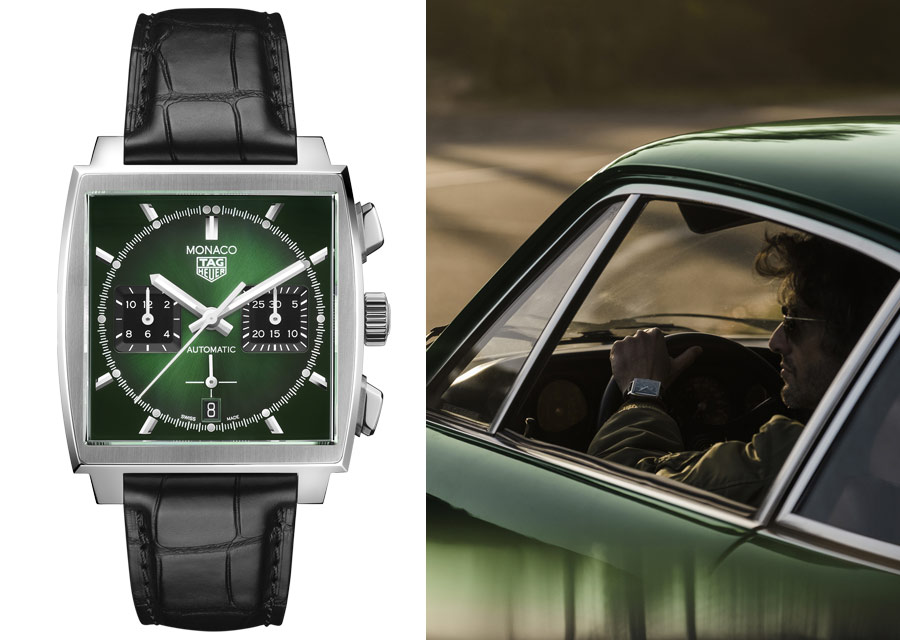 La TAG Heuer Monaco Green Dial est animée par le mouvement chronographe automatique Heuer 02