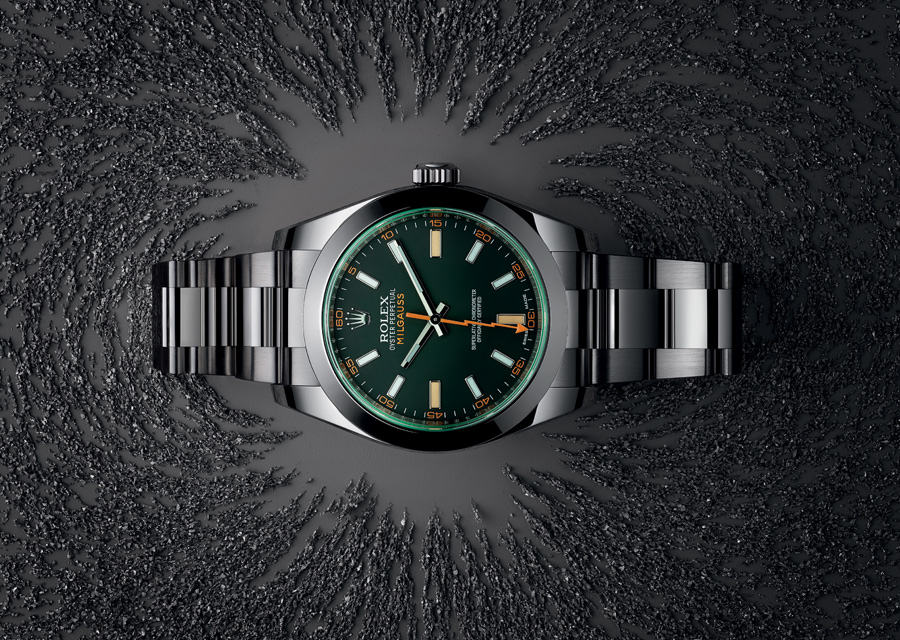 La montre Rolex Milgauss doit son nom à sa résistance aux champs magnétiques jusqu'à 1000 gauss