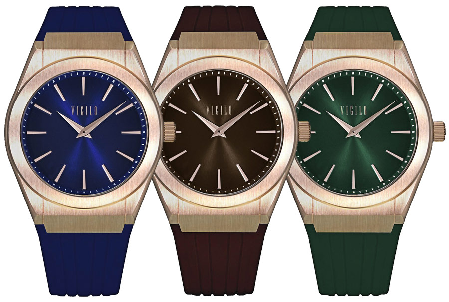 Vigilo montres L20 e couleurs bleu, vert et marron