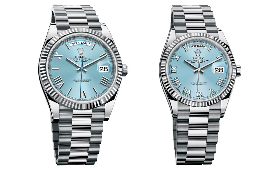 Montres Rolex Day-Date 40 et Day-date 36 en platine Wonders & Wonders 2022