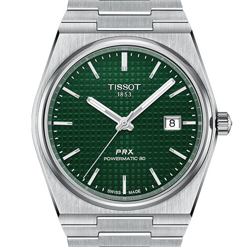 La Montre de l'année 2022 - Gagnante catégorie de 501 € à 1 000 €, la Tissot PRX Powermatic 80, cadran vert.