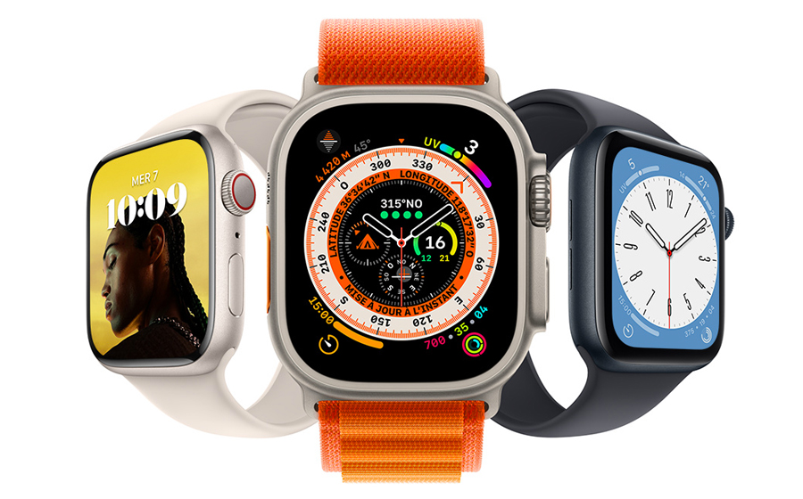 Les trois nouveautés Apple Watch : la Série 8, l'Ultra et la SE.