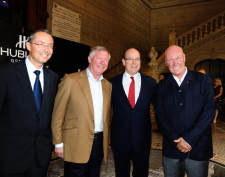 Robert Calcagno (CEO of the Institut Océanographique de Monaco), Sir Alex Ferguson (Coach of Manchester United), S.A.S Le Prince Albert II de Monaco et Jean-Claude Biver ©Cyrille Margarit - Artman Agency