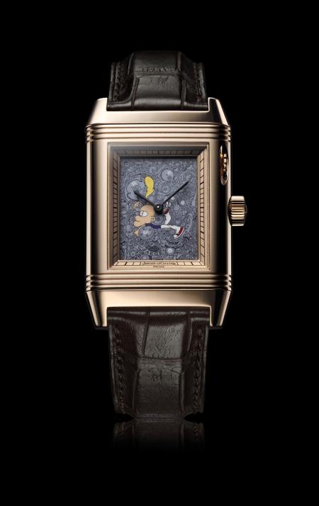 Unique : the Reverso personnalized by Zep, creator of Titeuf, famous cartoon character, who is dealing here with the workings of the watch.