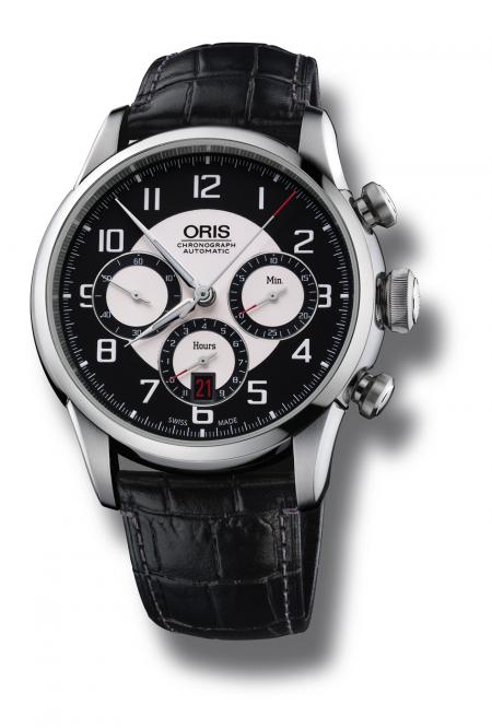 Oris RAID 2011 Chronograph Edition's dial is inspired by the historic Austin Healey 100M, 1953 dashboard.