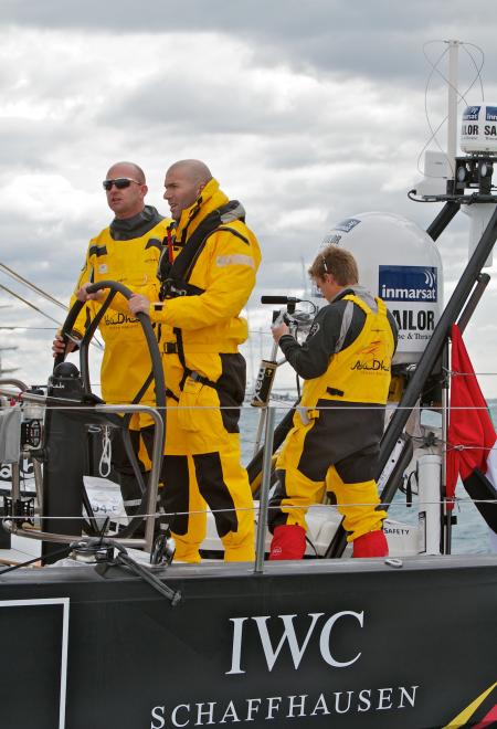 Zinedine Zidane, IWC ambassador, aboard the monohull of the Abu Dhabi Ocean Racing team.®JRENEDO22722