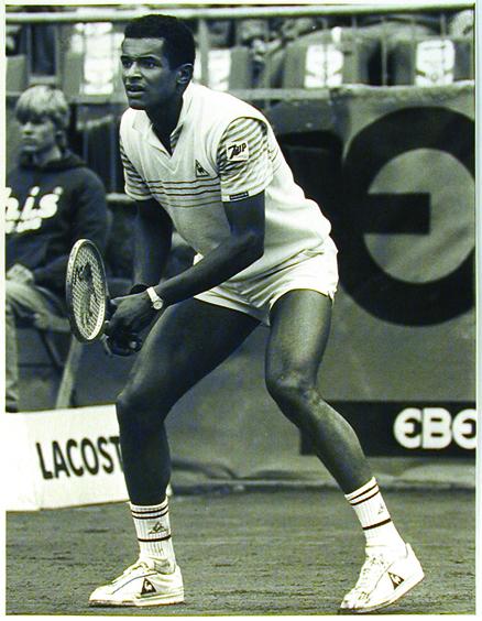 Yannick Noah at a competition in Hamburg in 1984, sponsored by Ebel.