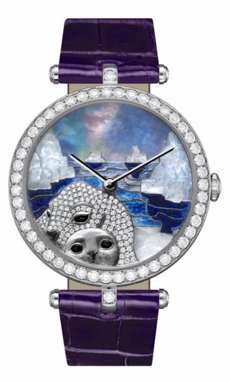 The Van Cleef & Arpels Lady Arpels Polar Landscape seal decor watch wins the Jewellery and artistic crafts watch prize at the Grand Prix d’Horlogerie de Genève 2011.