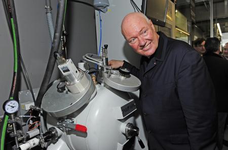 Jean-Claude Biver, CEO of Hublot, in the Metallurgy department of the Hublot Manufacture.