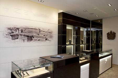 Zenith boutique in Geneva : interior view.