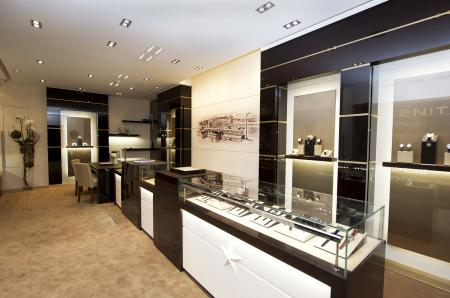 Zenith boutique in Geneva : interior view.