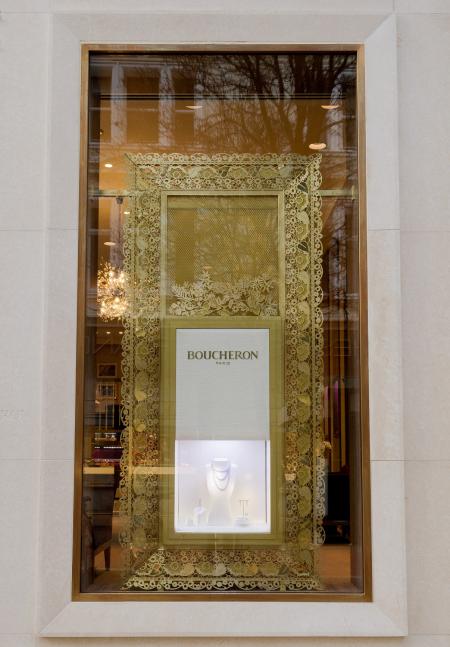 The new exterior window of the Boucheron New Bond Street at London boutique.