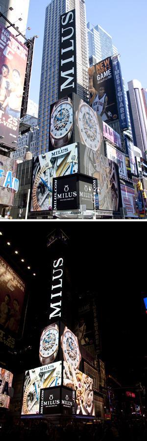 MILUS presents the current time in Times Square New York