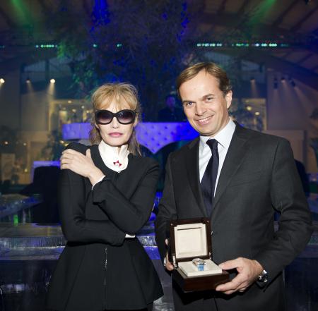 Jean-Frédéric Dufour - Zenith President and CEO - with Arielle Dombasle during the Benefit Gala for the Smiling Children Association. 