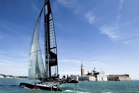 The AC45 Energy Team in the offing of Venice. 