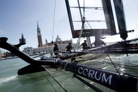 The AC45 Energy Team in the offing of Venice. 