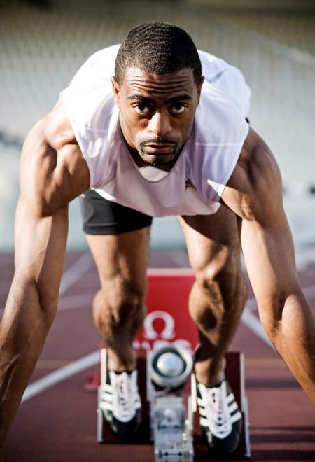 Tyson Gay : an Omega ambassador at the London Olympic Games. 