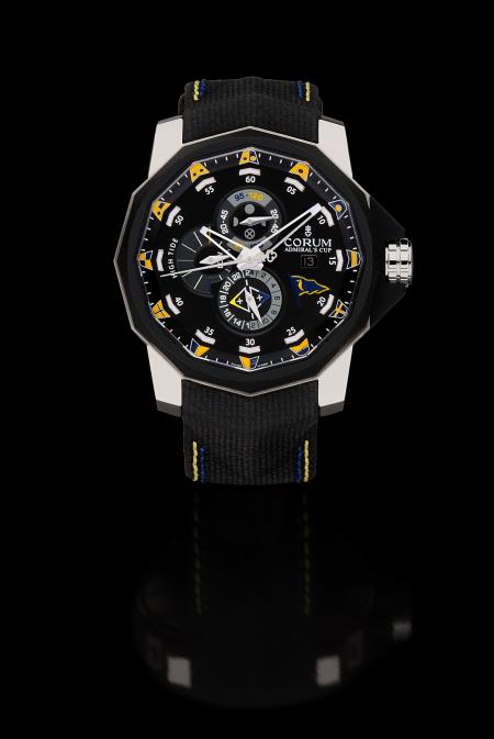 The Corum limited Edition Admiral’s Cup Seafender 48 Tides Iate Clube de Santos in titanium.