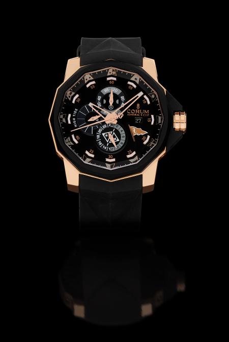 The Corum limited Edition Admiral’s Cup Seafender 48 Tides Iate Clube de Santos in pink gold.