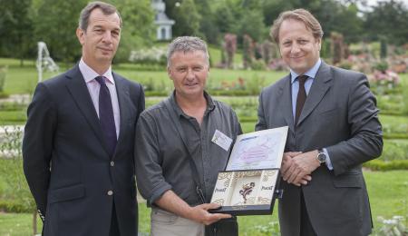 Philippe Leopold Metzger, CEO Piaget, Jérôme Rateau, first prize, Olivier Perruchot, Director Piaget France and UK.