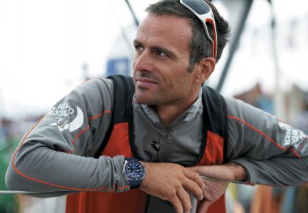 Franck Cammas with on the wrist the Aquascope of JeanRichard. ©Yvan Zedda