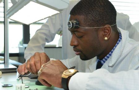 Dwyane Wade, Basketball Champion, watchmaker time of visit at the Hublot manufacture.