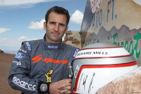 Romain Dumas with on his wrist the RM 011 FM of Richard Mille. ©Rainier Ehrhardt