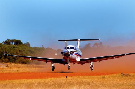 A Pilatus PC12 Airplane of the Royal Flying Doctor Services Australia, sponsored by Oris Watches, Switzerland.