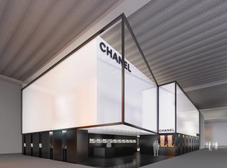 The Chanel Baselworld stand : a space which sublimates the color codes of the Chanel. 