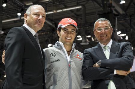 Ron Dennis, Sergio Perez and Jean-Christophe Babin.