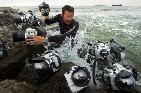 Laurent Ballesta, equipped with a Blancpain Fifty Fathoms timepiece on his wrist