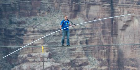 Nik Wallenda during his crossing of the Grand Canyon