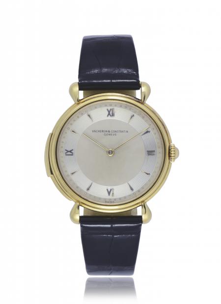 Ref. 10958 - 1950 - Gentleman's wristwatch, minuterepeater, 18K yellow gold. Silvered matt dial, guilloché hour-circle, gold indexes and Roman numerals, gold 