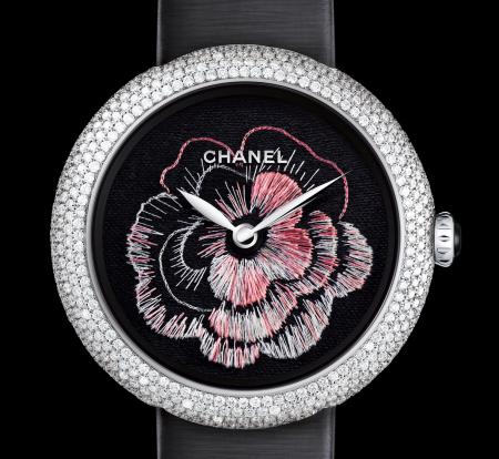 The Mademoiselle Privé watch, Camélia brodé dial