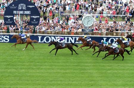 Finish line of the Prix Longines Future Racing Stars, won by Gary Halpin on Cantabrico.