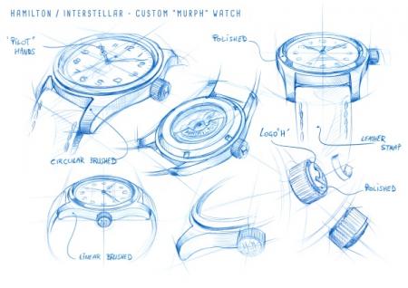 Drawings Hamilton Khaki Special Edition Interstellar - Worn by Murph (played by Jessica Chastain)