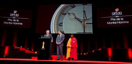 Dr Helmut Crott (Owner of the brand Urban Jürgensen & Sonner, winner of the Men’s Watch Prize 2014) and Guillaume Barazzone (National councillor and administrativ councillor of the city of Geneva)