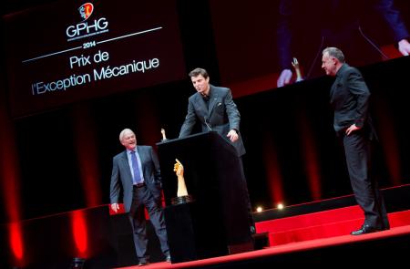 Philippe Dufour (jury member), Felix Baumgartner and Martin Frei (Co-founders of Urwerk, winner of the Mechanical Exception Watch Prize 2014)