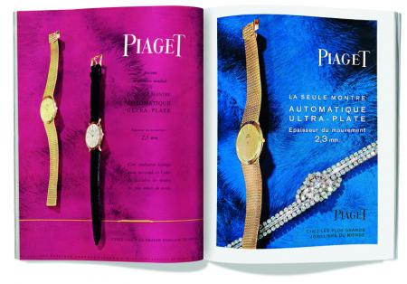 Piaget Ads. Left: Watches fitted with the Piaget 12P ultra-thin movement. c. 1960. Right: High jewellery secret watch and watch fitted with the Piaget 12P ultra-thin movement. c. 1960. ©Archives Piaget 