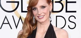 Jessica Chastain, the new face of the Piaget woman, at Golden Globes