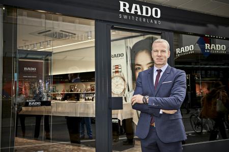  Rado CEO Matthias Breschan in front of the first Rado boutique in Switzerland