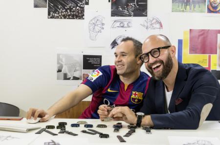 Iniesta and a designer of Maurice Lacroix