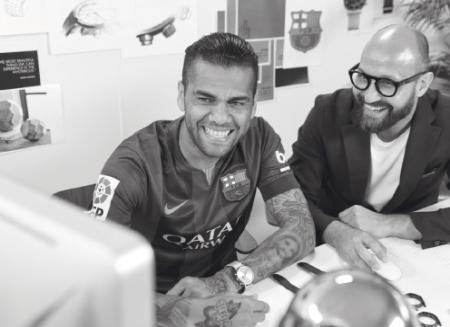 Dani Alves and a designer of Maurice Lacroix