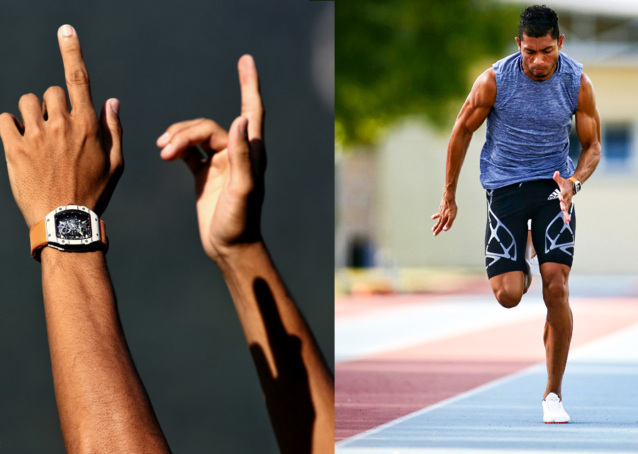 Wayde Van Niekerk wearing an RM 27-02