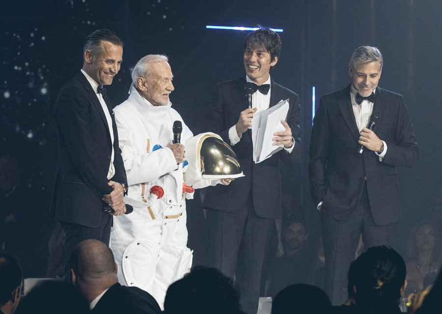 Raynald Aeschlimann, Buzz Aldrin, Brian Cox and George Clooney